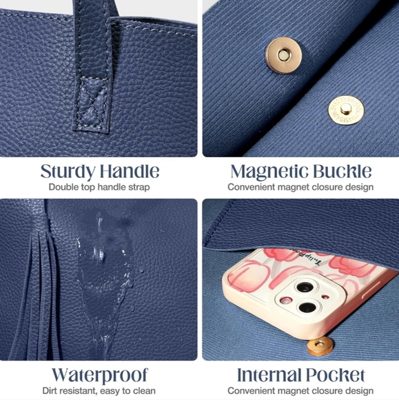 $48🛍️ Last Days! NEW Durable Spacious Tote w/ Tassel Matching Wallet Waterproof - Picture 4 of 7